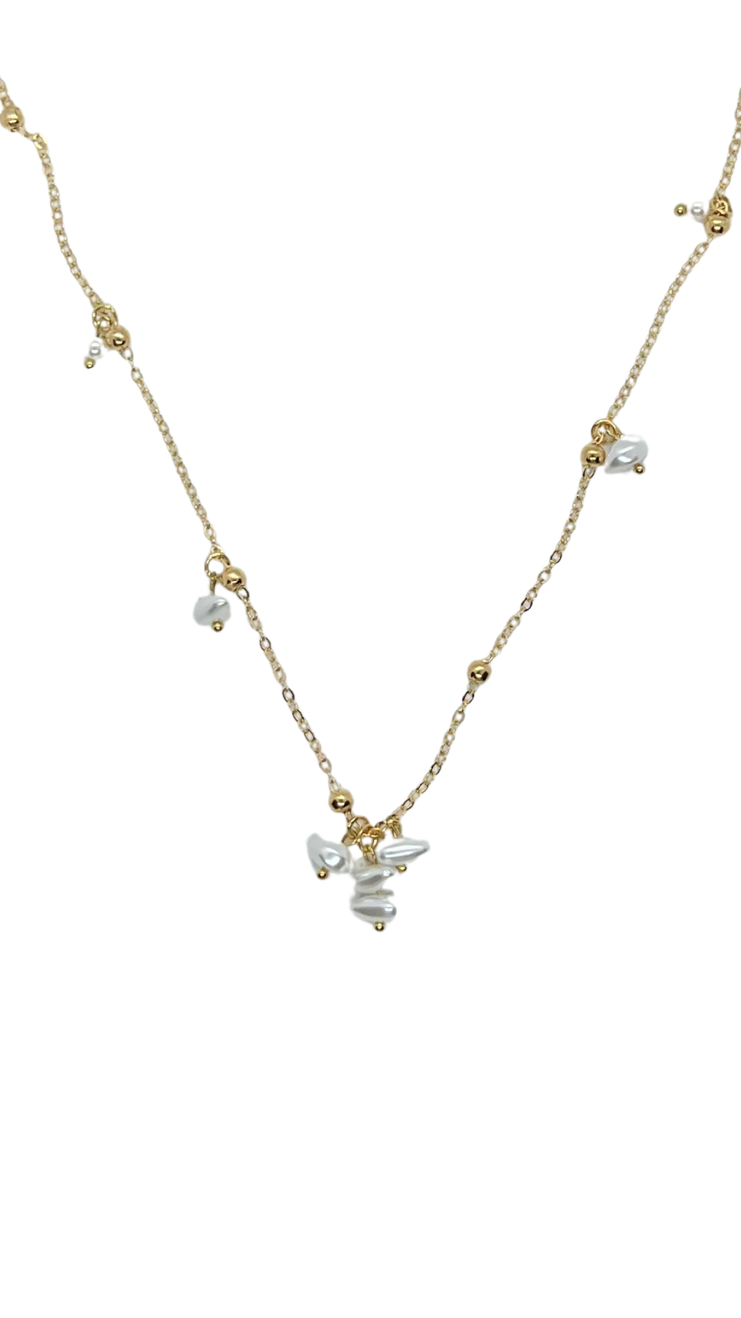 Golden Charm Pearl Necklace