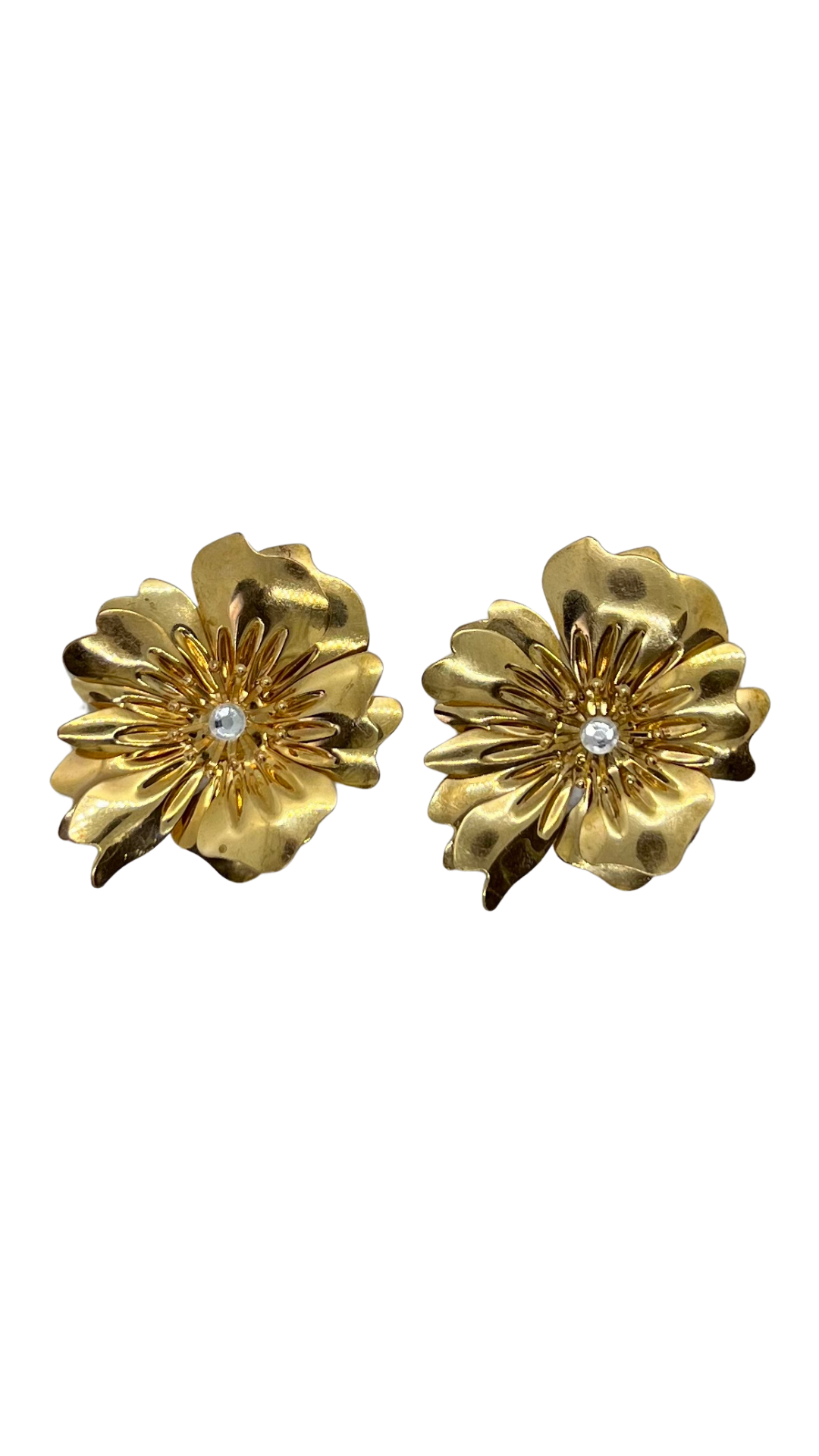 Golden Diamond Flower Studs XL