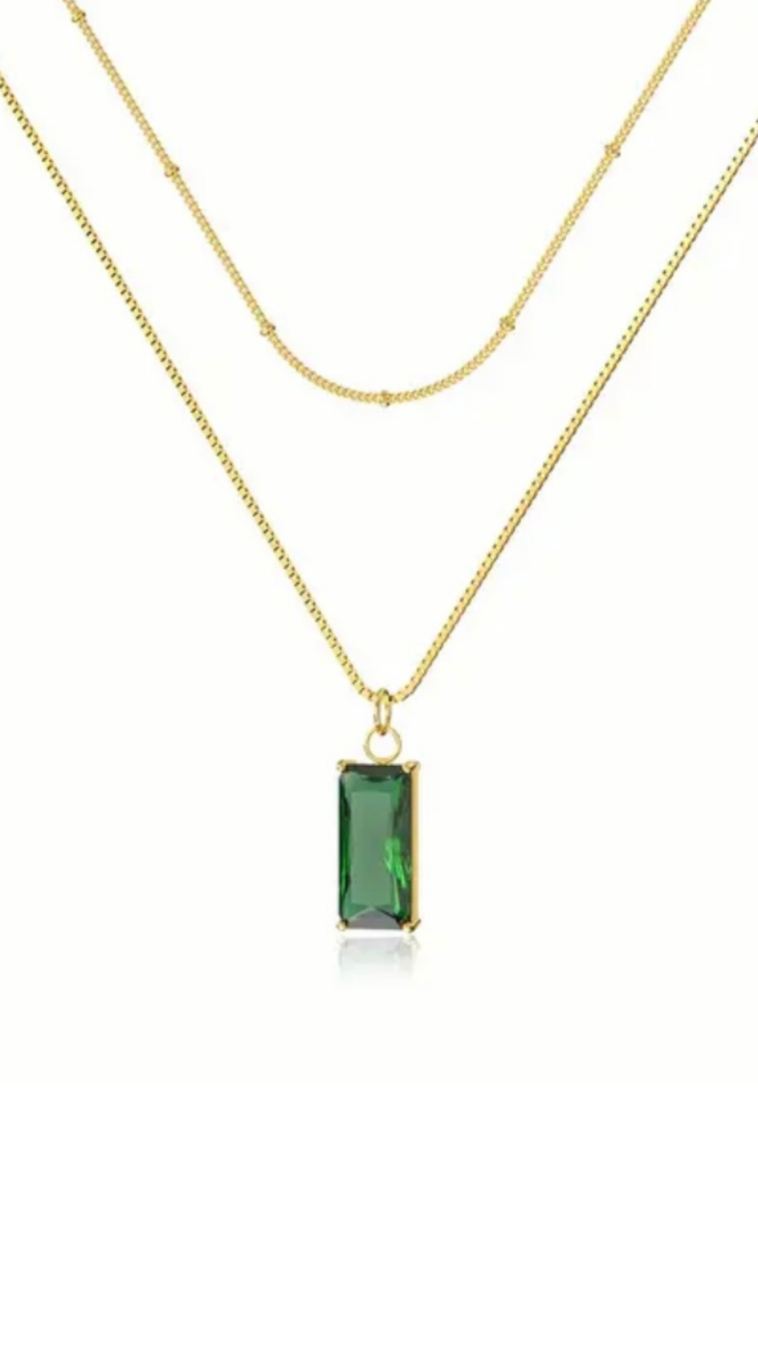 Golden Emerald Chain Necklace