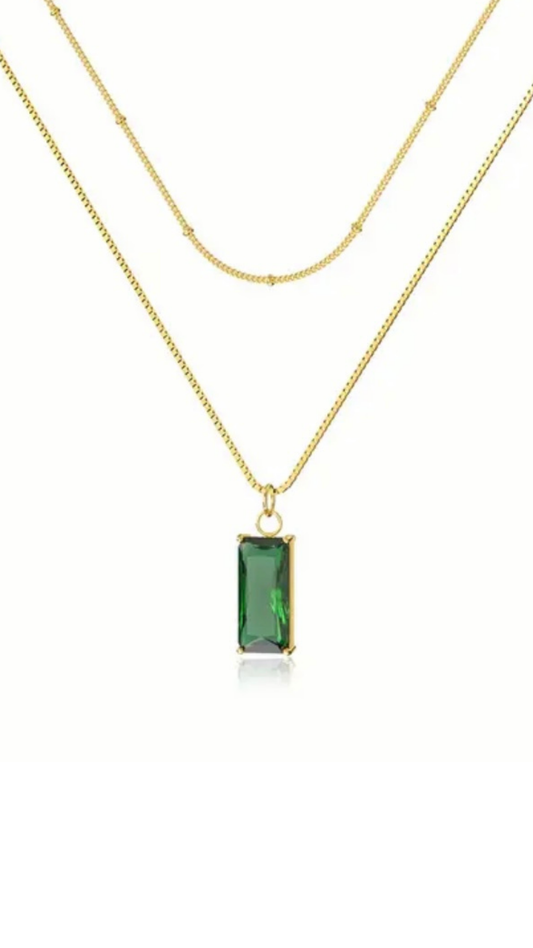 Golden Emerald Chain Necklace