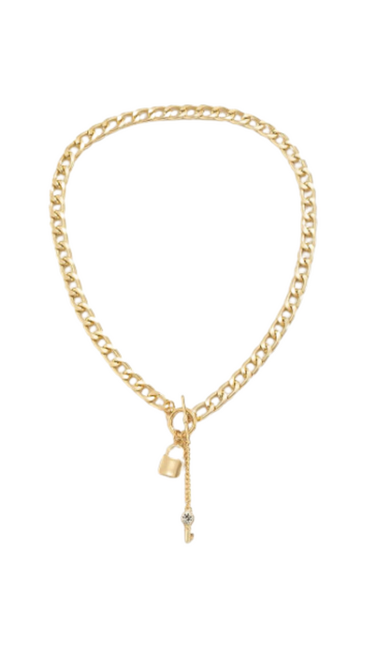 Lock It Golden - Padlock and Diamond Necklace