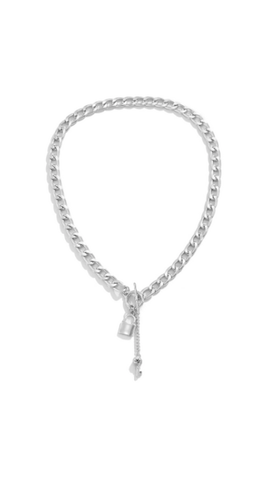 Lock It Silver - Padlock and Diamond Necklace