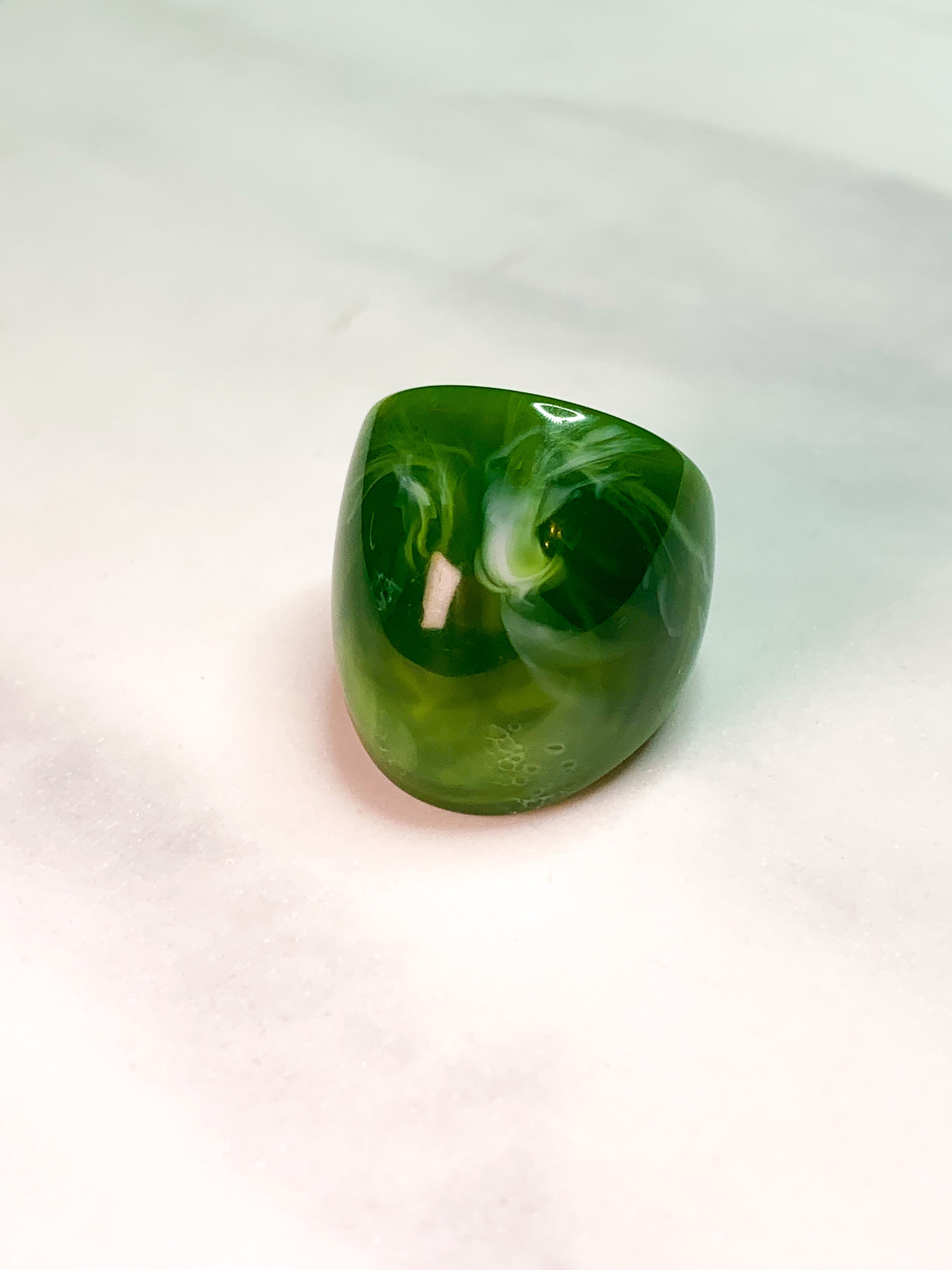 MILKY GREEN RESIN DOME RING